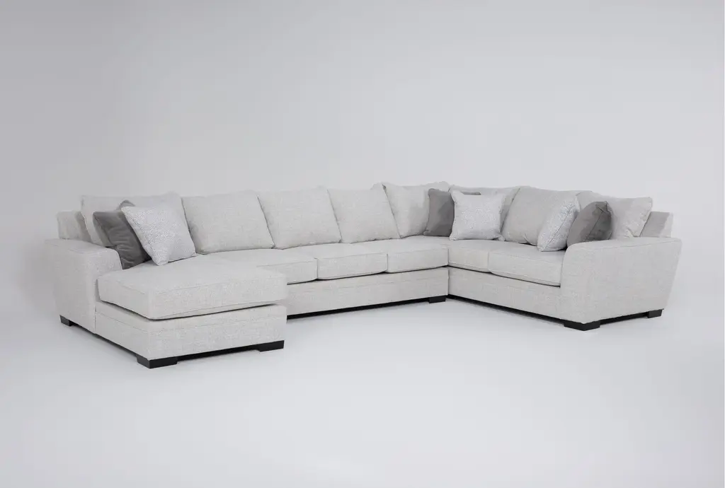 Delano Oyster Grey 3 Piece 169" Sectional | Left Arm Facing Chaise | Fabric
