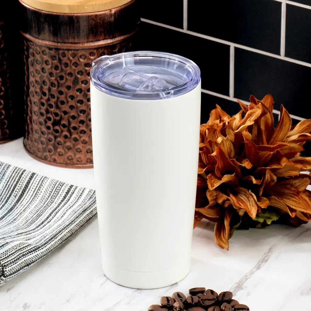 18oz Stainless Steel Thermal Tumbler With Acrylic Lid In Cream - Off-White