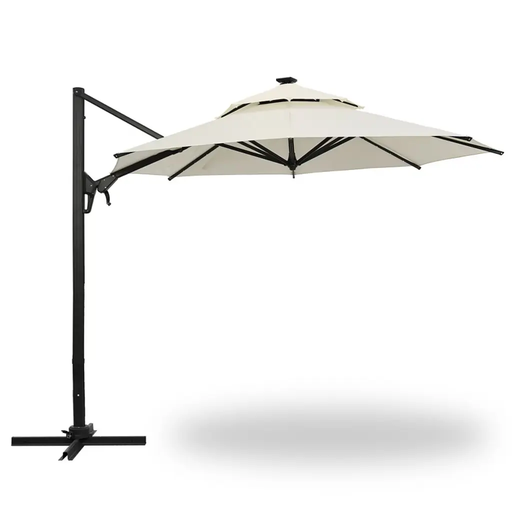 Ainfox 10ft  Outdoor Double-layer Market Umbrella Beige With Led Lights