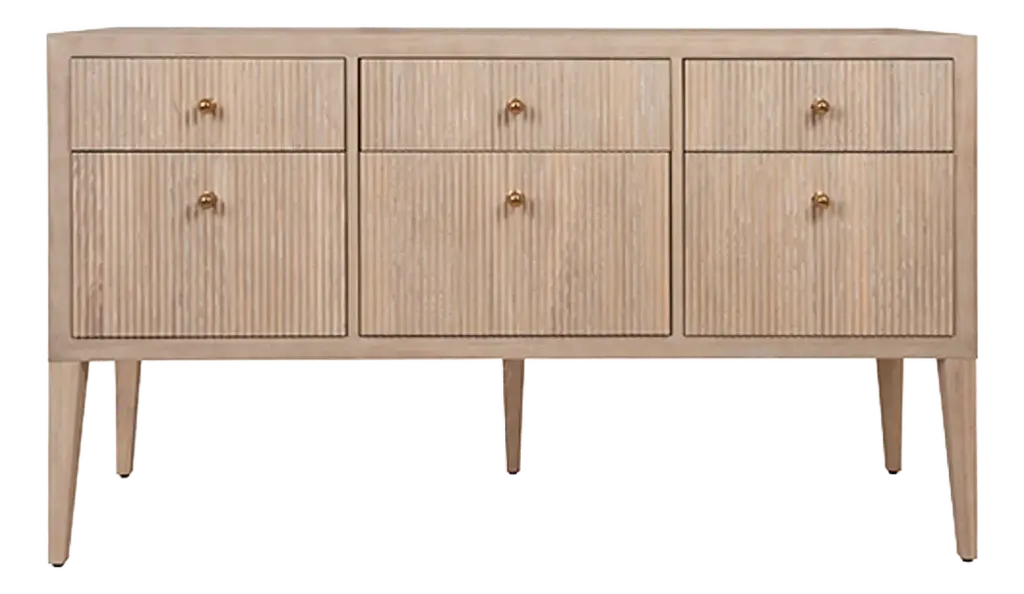 Matthew Izzo Home - Palmer Fluted Cerused Oak Six Drawer Storage Cabinet