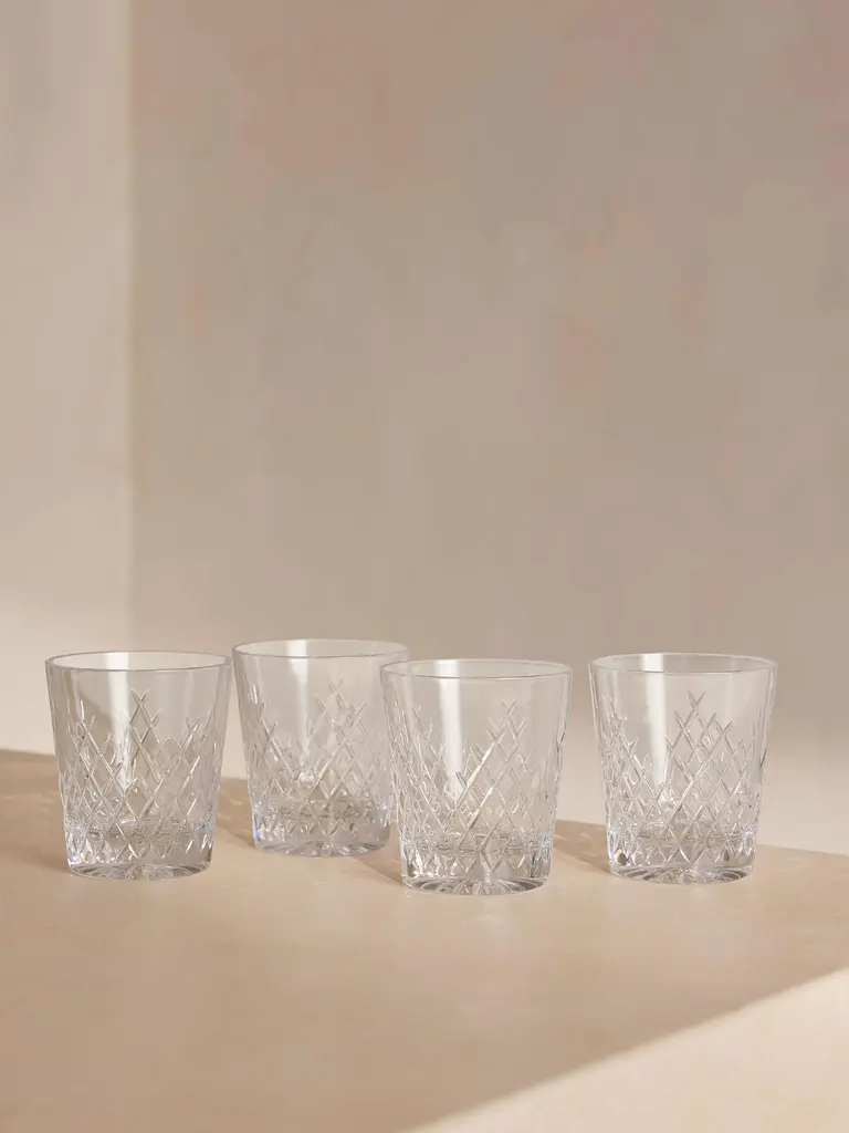 Barwell Cut Crystal Rocks Glass, Set Of Four