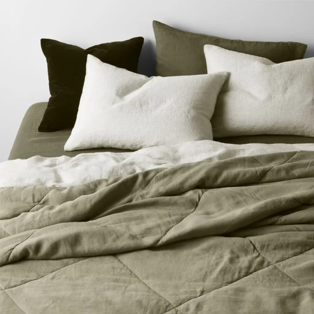 European Flax Tm-Certified Linen Garden Green Full/queen Quilt