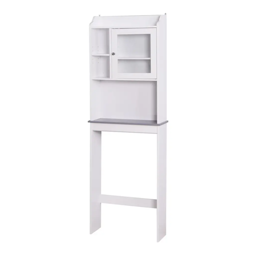 Vanirror Over The Toilet Storage, White Wood Cabinet With Adjustable Shelves, Freestanding Bathroom Space Saver And Organizer For Bathroom Use, White