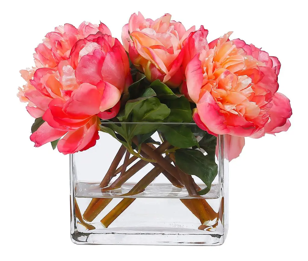 14" Mina Peony Arrangement, Faux