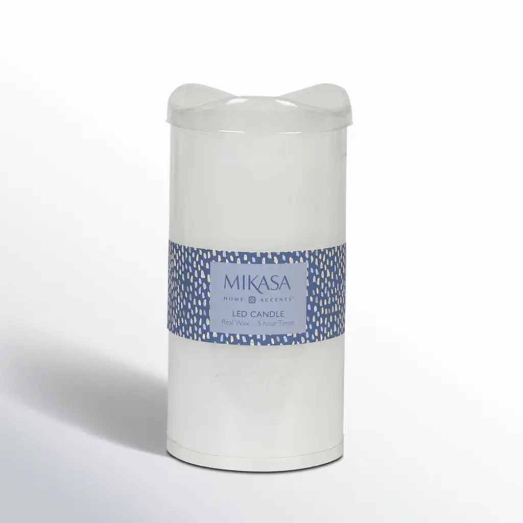 Mikasa Wavy Top Led Unscented Wax Flickering Led Pillar Candles