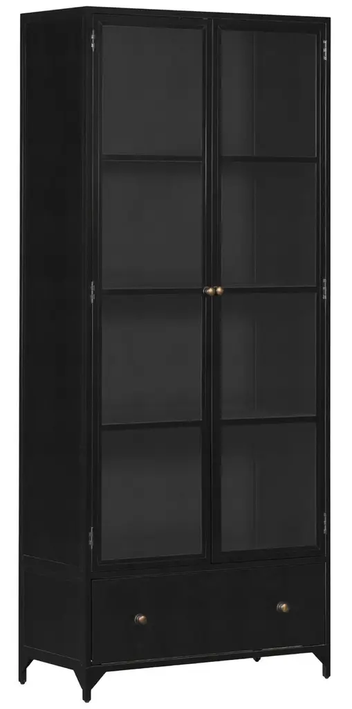 Aubrie Iron Shadow Box Tall Cabinet, Black