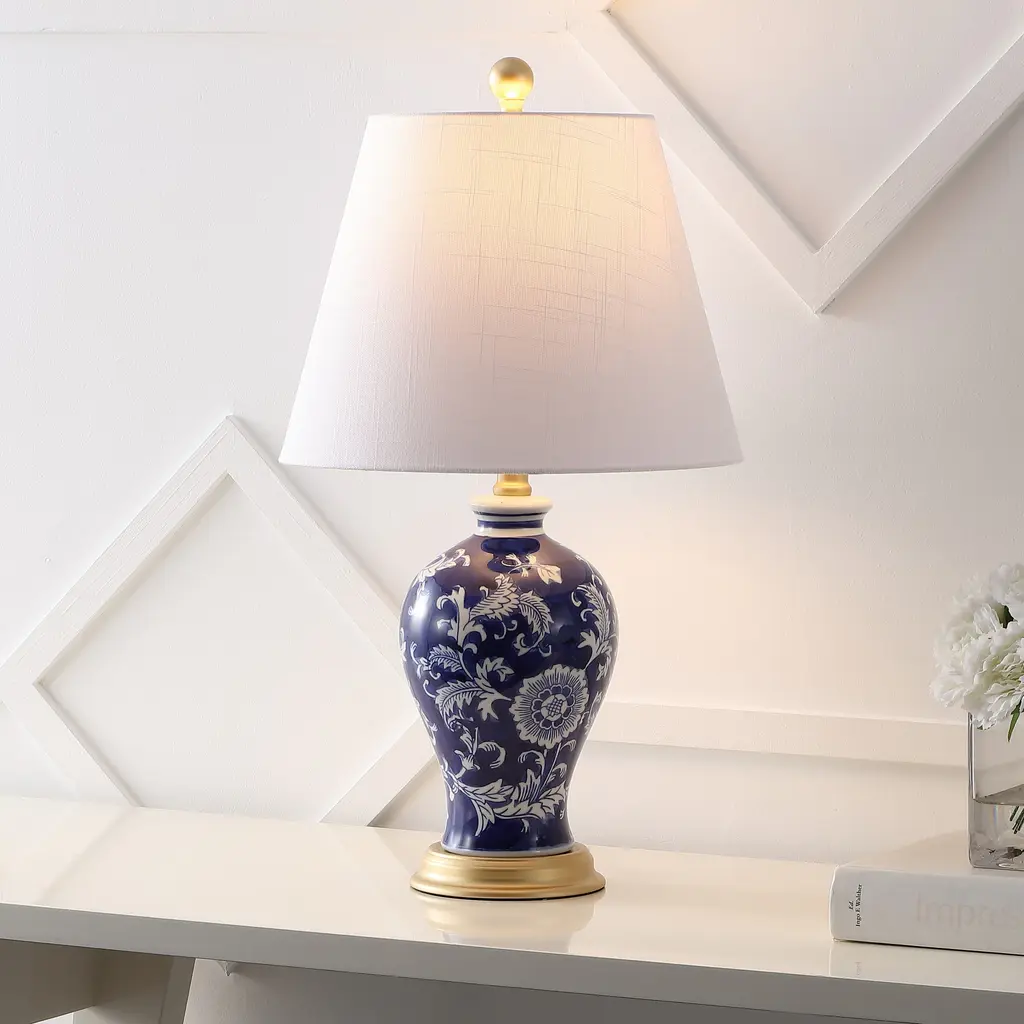 Grace 24" Floral Led Table Lamp, Multi/brass By Jonathan Y - Sapphire/white