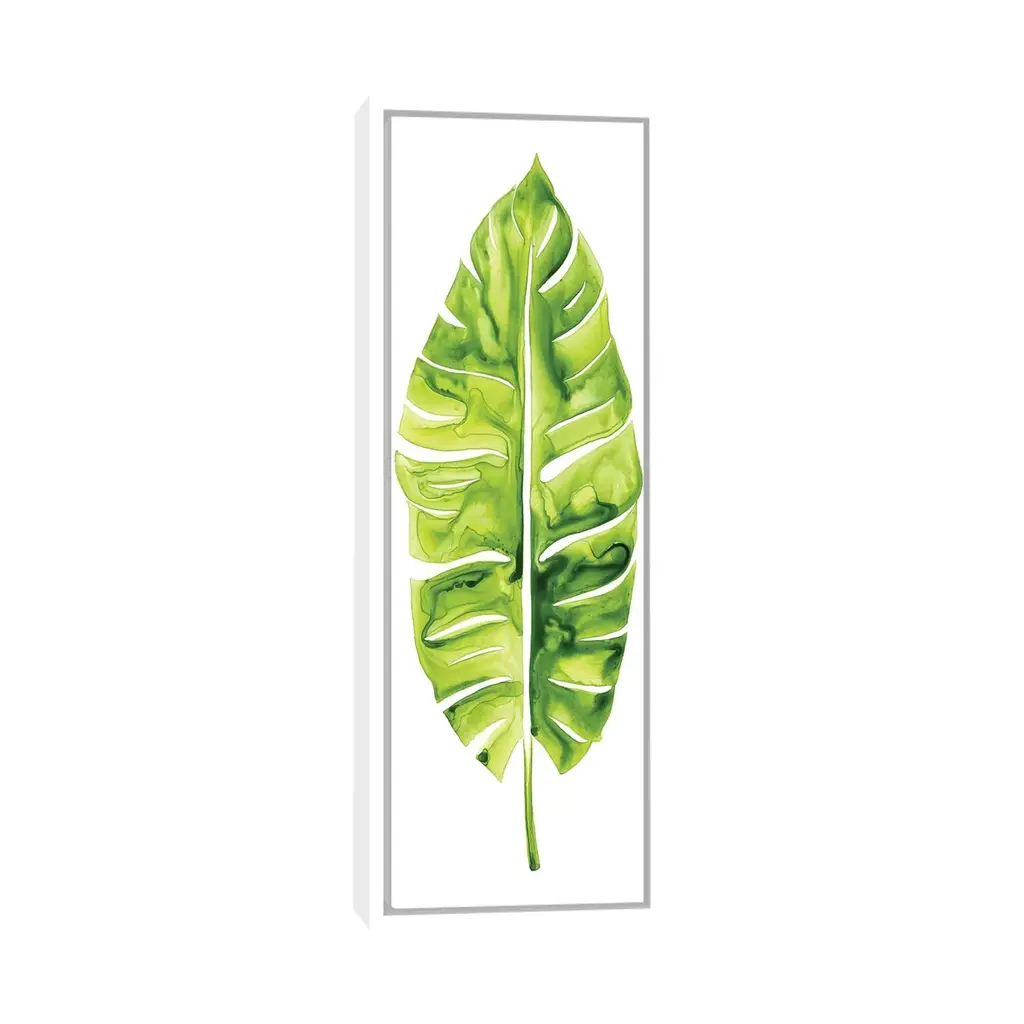 Icanvas "Banana Leaf Study I" By Grace Popp Framed Canvas Print - 60x20 - White