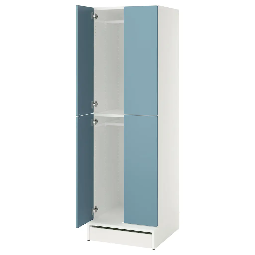 Småstad / Uppföra Wardrobe - White Blue/with 2 Clothes Rails 23 5/8x25 5/8x77 1/8 "