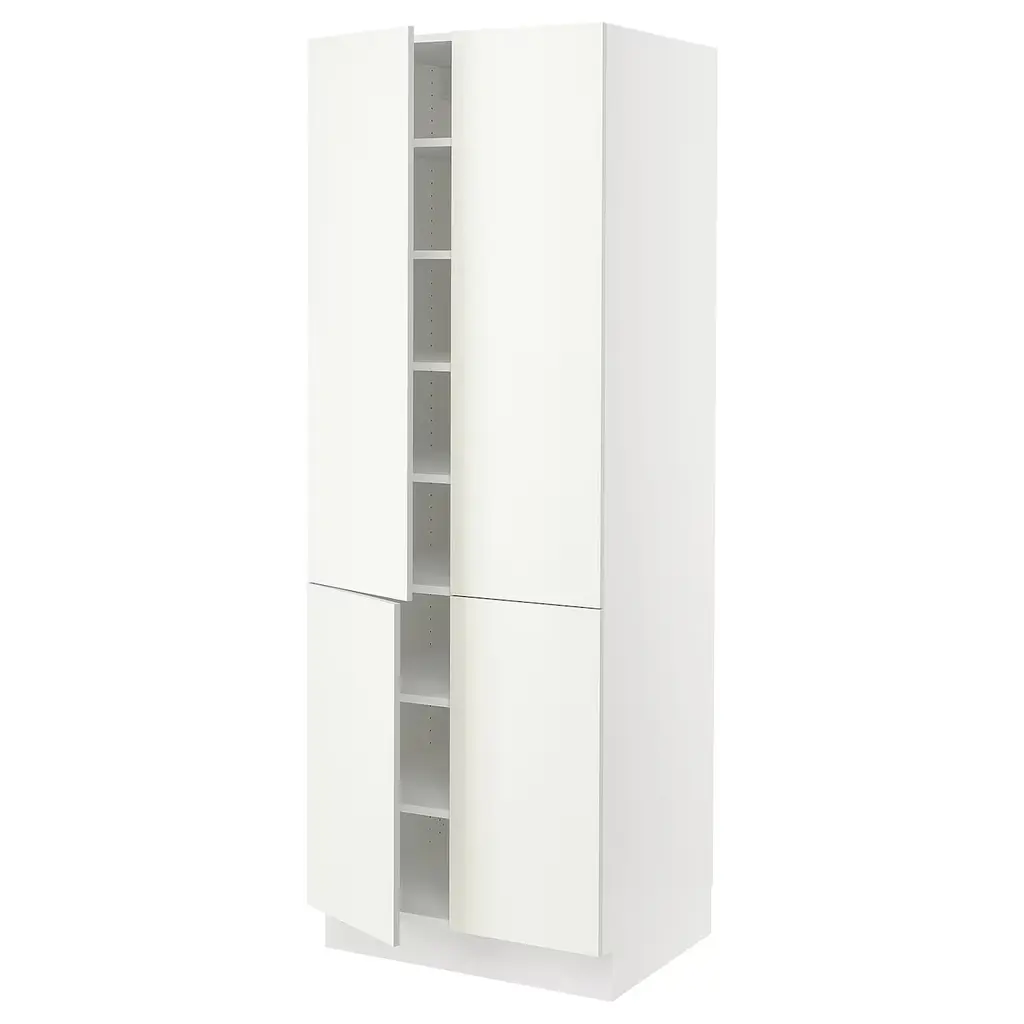 Sektion High Cabinet With Shelves/4 Doors - White/vallstena White 30x24x80 "