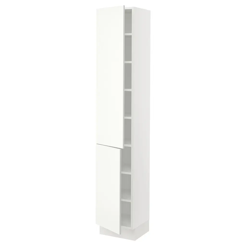 Sektion High Cabinet With Shelves/2 Doors - White/vallstena White 15x15x80 "