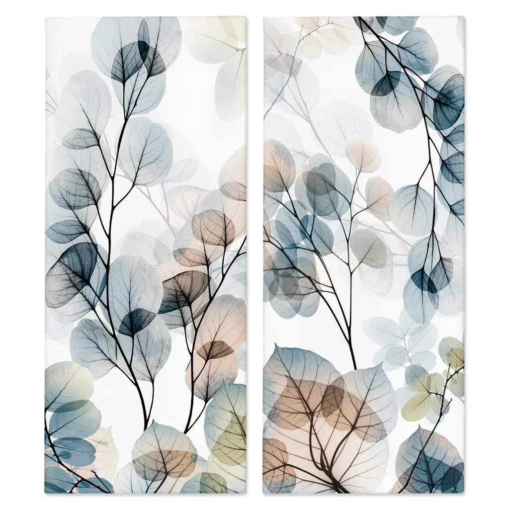 Stupell Elegant Abstract Botanical Plant Leaves Pattern Collage 2 Piece Canvas Wall Art - 10 X 24