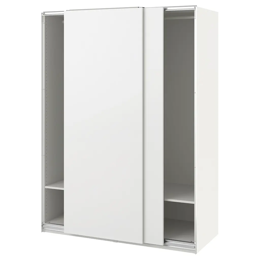 Pax / Hasvik Wardrobe With Sliding Doors - White/white 59x26x79 1/4 "