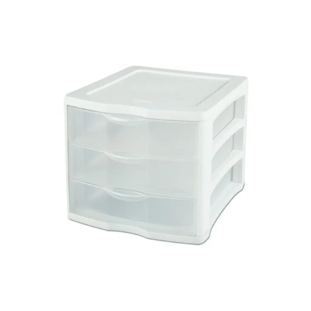 Sterilite 17918004 3 Drawer Storage Organizer, White
