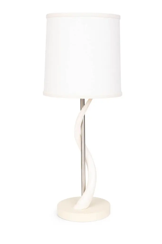 Kudu Inner Horn Table Lamp, Natural/white Burlap