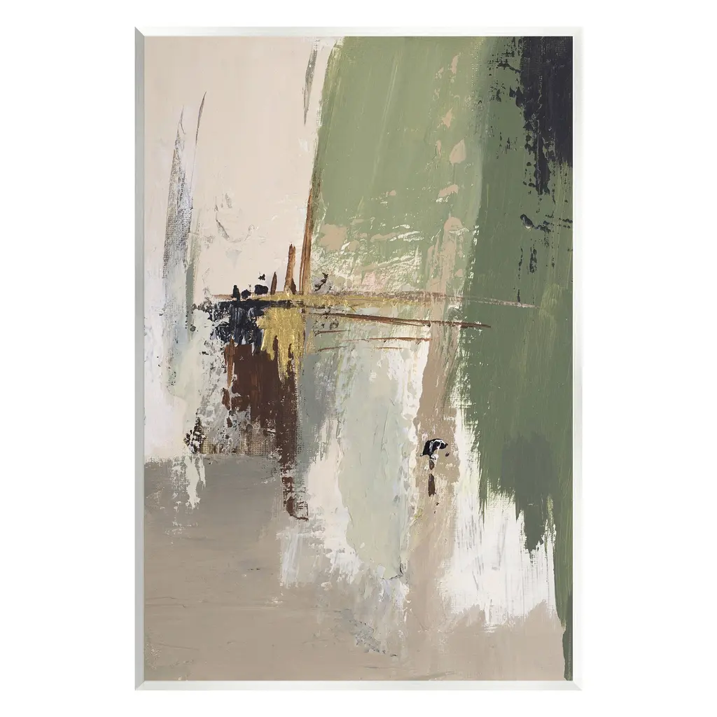 Stupell Green & Tan Brush Strokes Wall Plaque Art Design By Patricia Pinto - 13 X 19