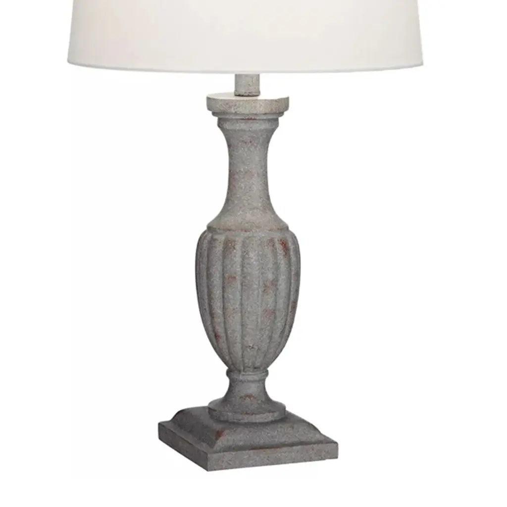 Set Of 2 High Gray 26" Faux Wood Table Lamps - 14" X 26" - 14" X 26" - Grey