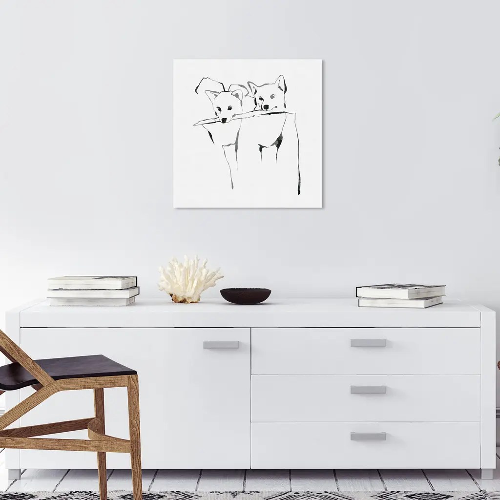 Wynwood Studio Canvas Animals Stick For Two Black And Modern & Contemporary Wall Art Canvas Print - 12 X 12