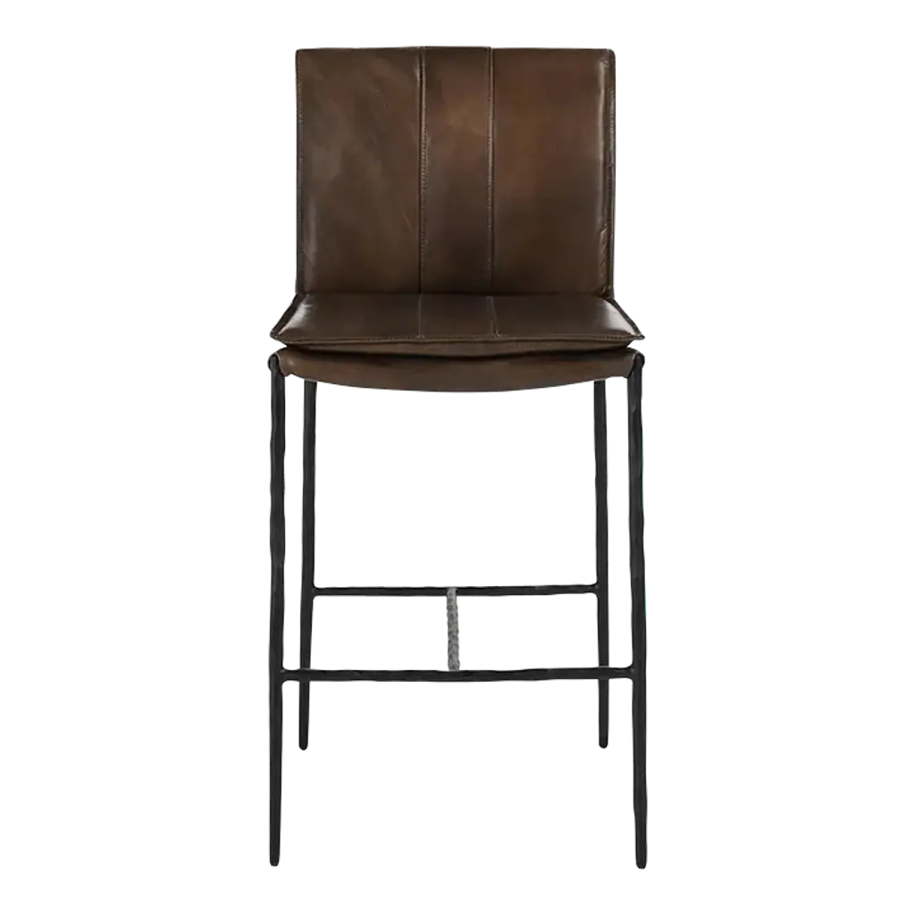 Coffee Brown Leather Counter Stool