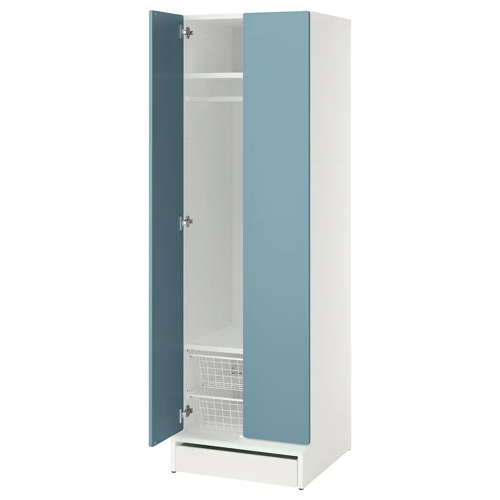 Småstad / Uppföra Wardrobe - White/blue 23 5/8x25 5/8x77 1/8 "