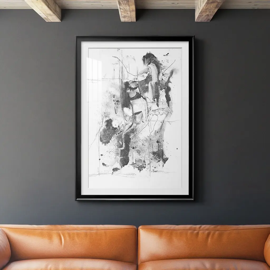 Graphite Abstract I Premium Framed Print - Ready To Hang - 30.5x42.5 - Silver