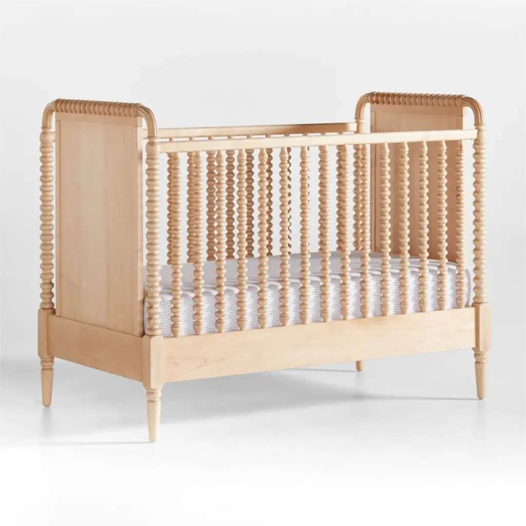 Jenny Lind Heirloom Maple Wood Convertible Baby Crib With Toddler Bed Rail