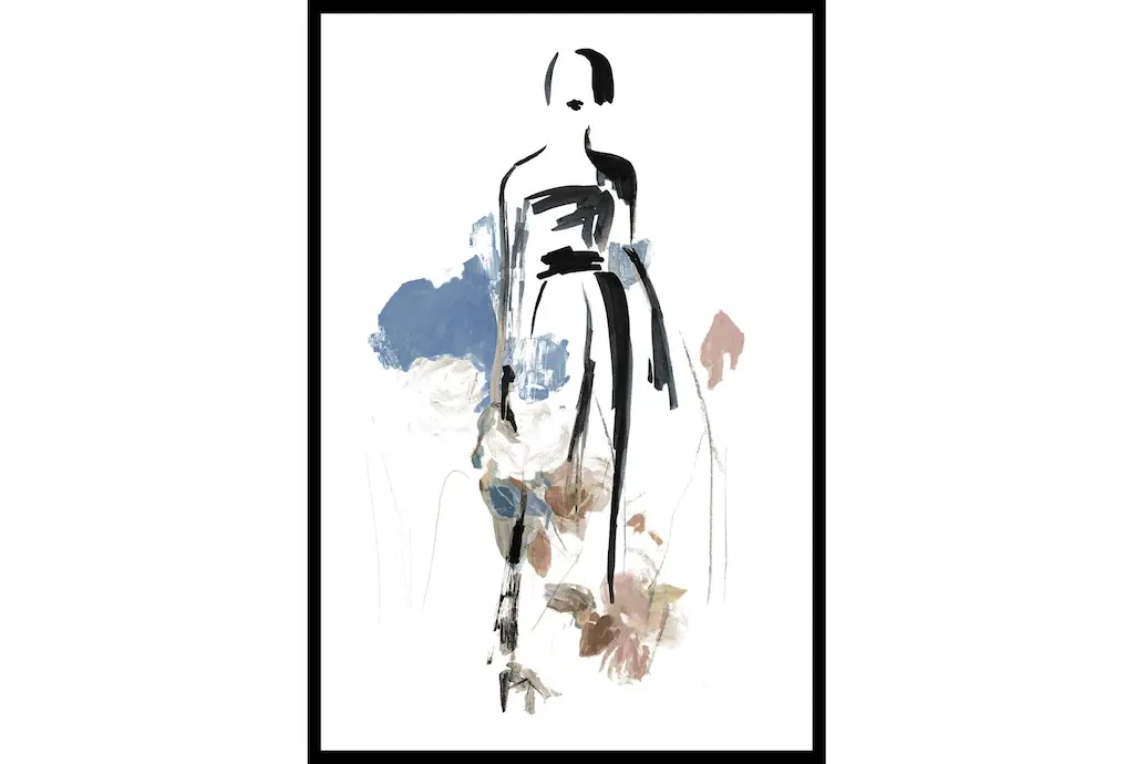 26x38 Fashion Floral Iii With Black Frame | Vertical | Framed Art | Print | Figurative