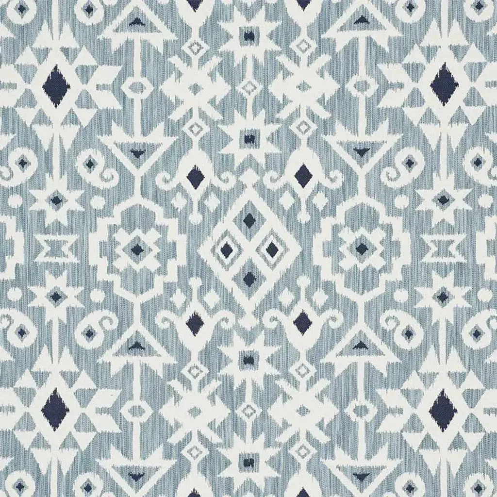 Schumacher Crusoe Ikat Fabric In Sky