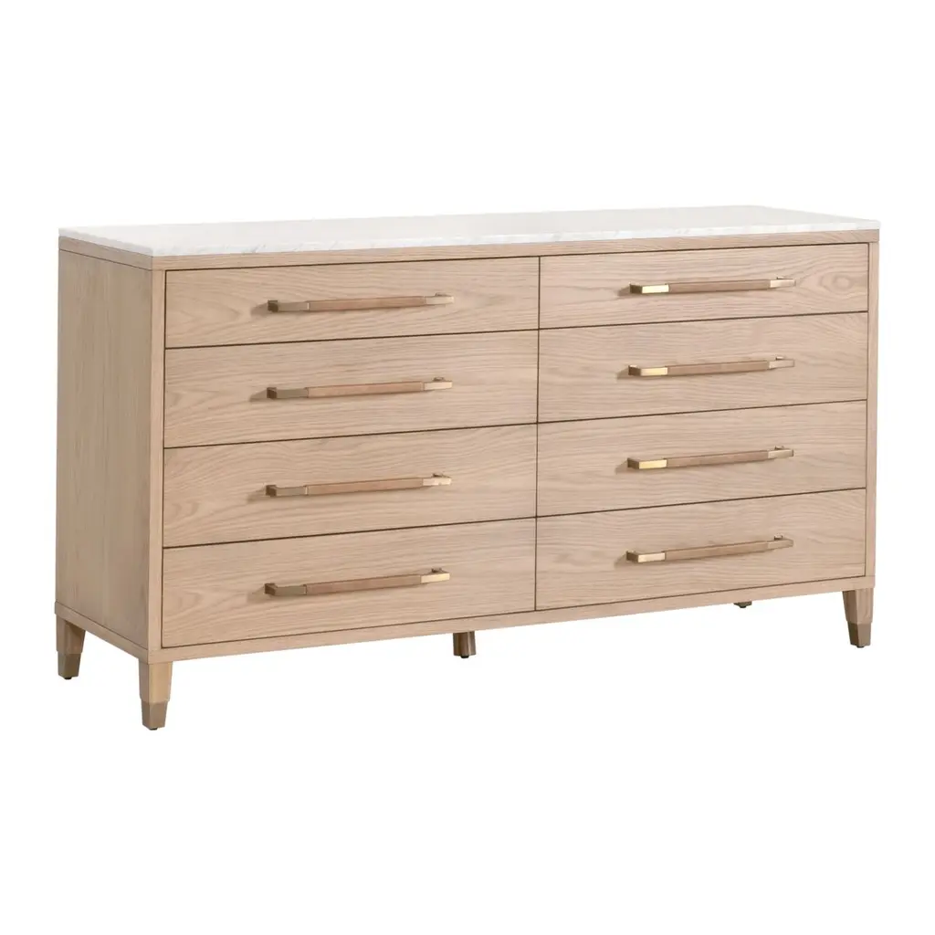 Aspen 8-drawer Oak/marble Double Dresser