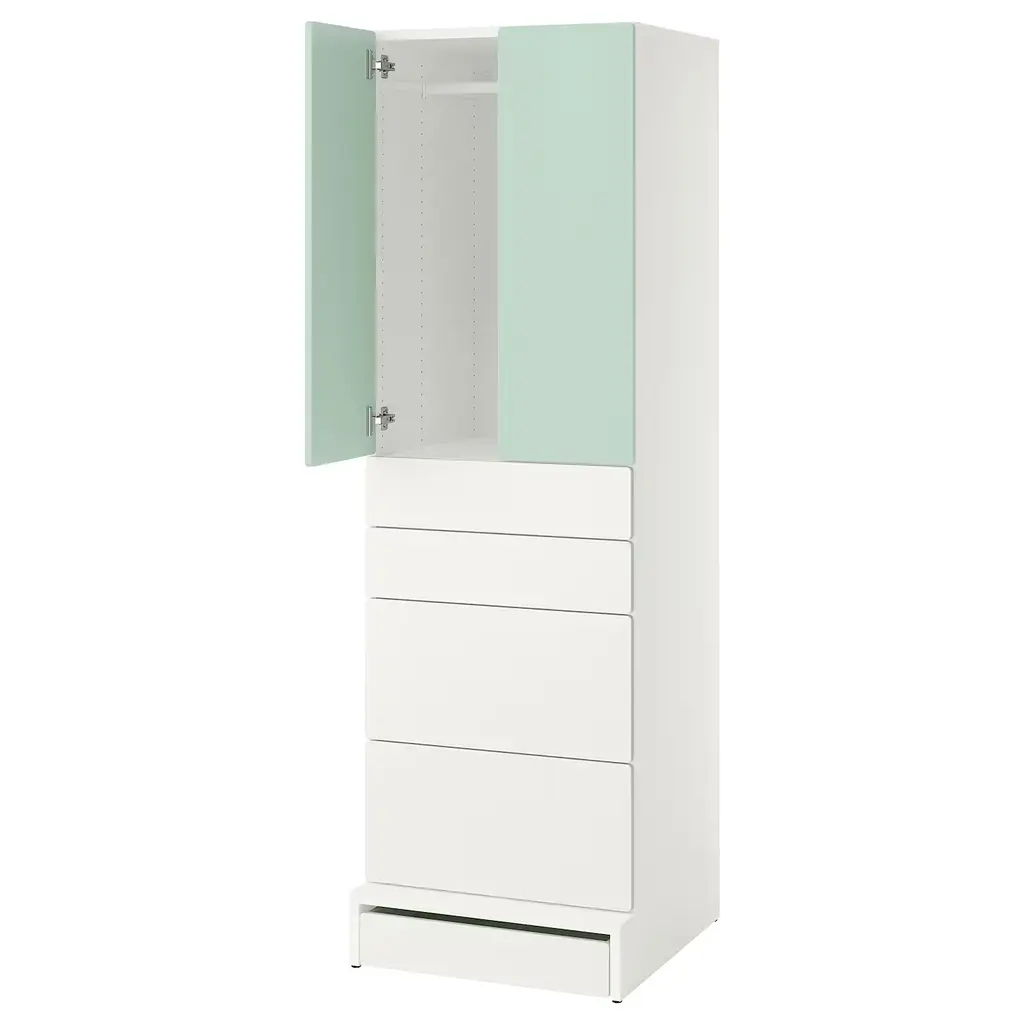 Småstad / Uppföra Wardrobe - White Light Green/with 4 Drawers 23 5/8x25 5/8x77 1/8 "