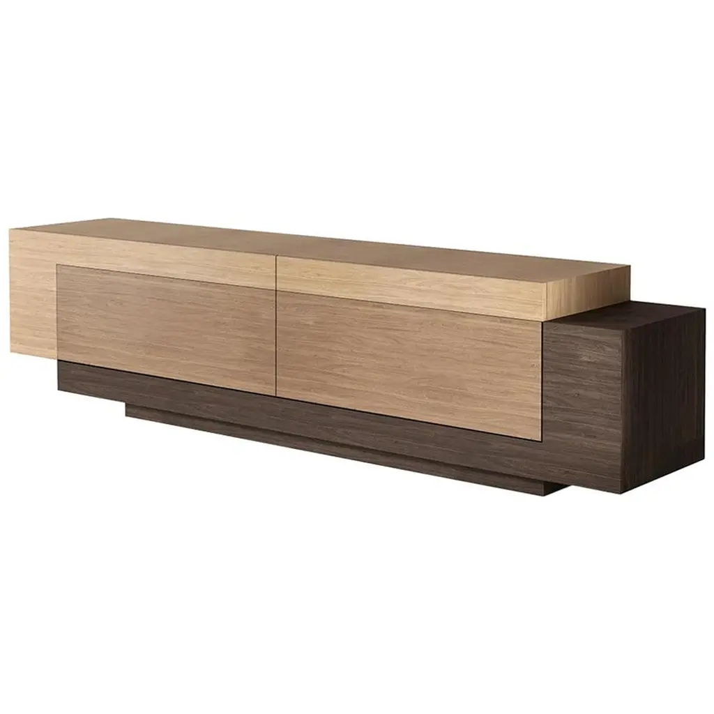 Booleanos Tv Cabinet, Media Unit, Credenza In Warm Wood Veneer By Joel Escalona