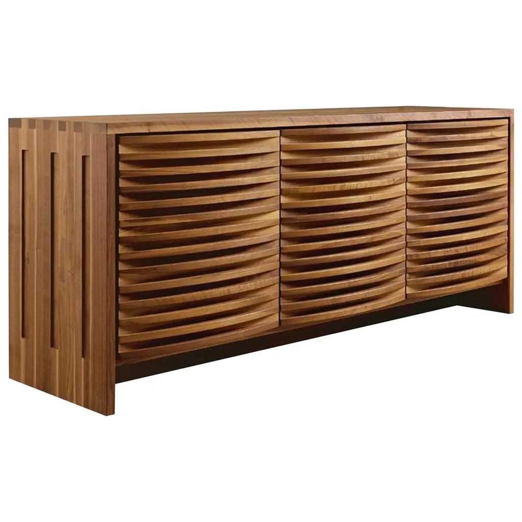 Onda Solid Wood Sideboard, Walnut In Hand-Made Natural Finish, Contemporary
