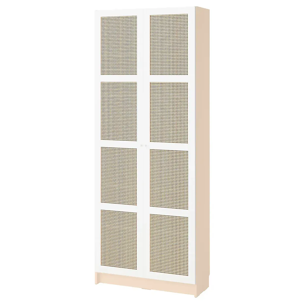 Billy / Högadal Bookcase With Doors - Birch Effect 31 1/2x11 3/4x79 1/2 "
