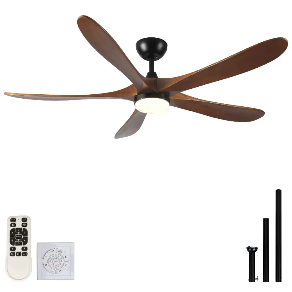 Yuhao 62 Inch Indoor/outdoor Integrated Dimmable Led Modern And Farmhouse Soil Wood Ceiling Fan With Light And Remote Control