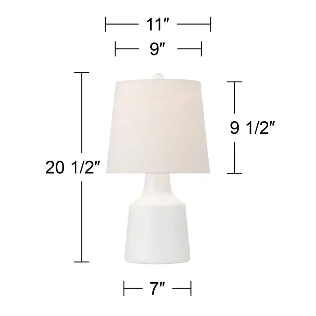 Set Of 2 Tango 20 1/2" Modern White Ceramic Accent Lamps - 7" X 20.5" - 7" X 20.5" - White