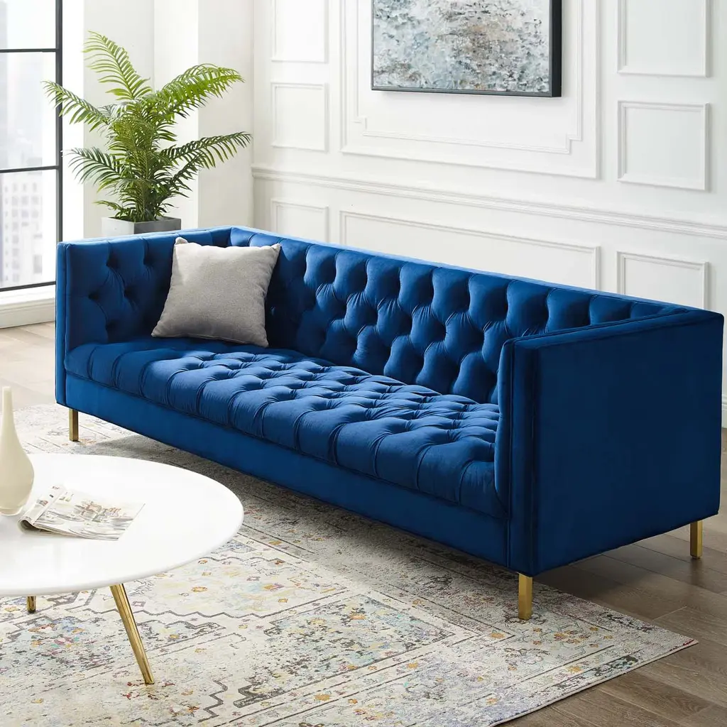 Delight Tufted Button Performance Velvet Sofa