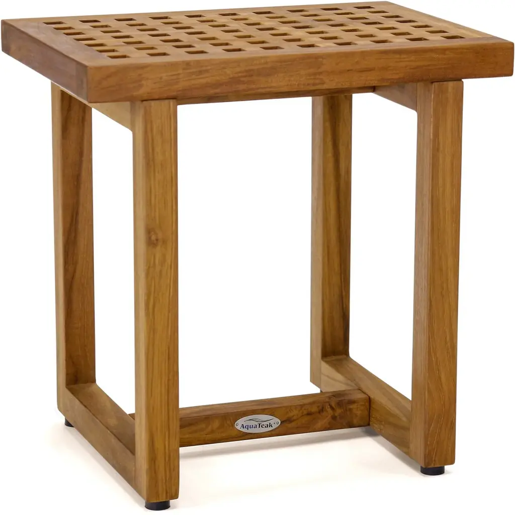 The Original Grate Teak Shower Bench - 18" Wide - Teak Oil