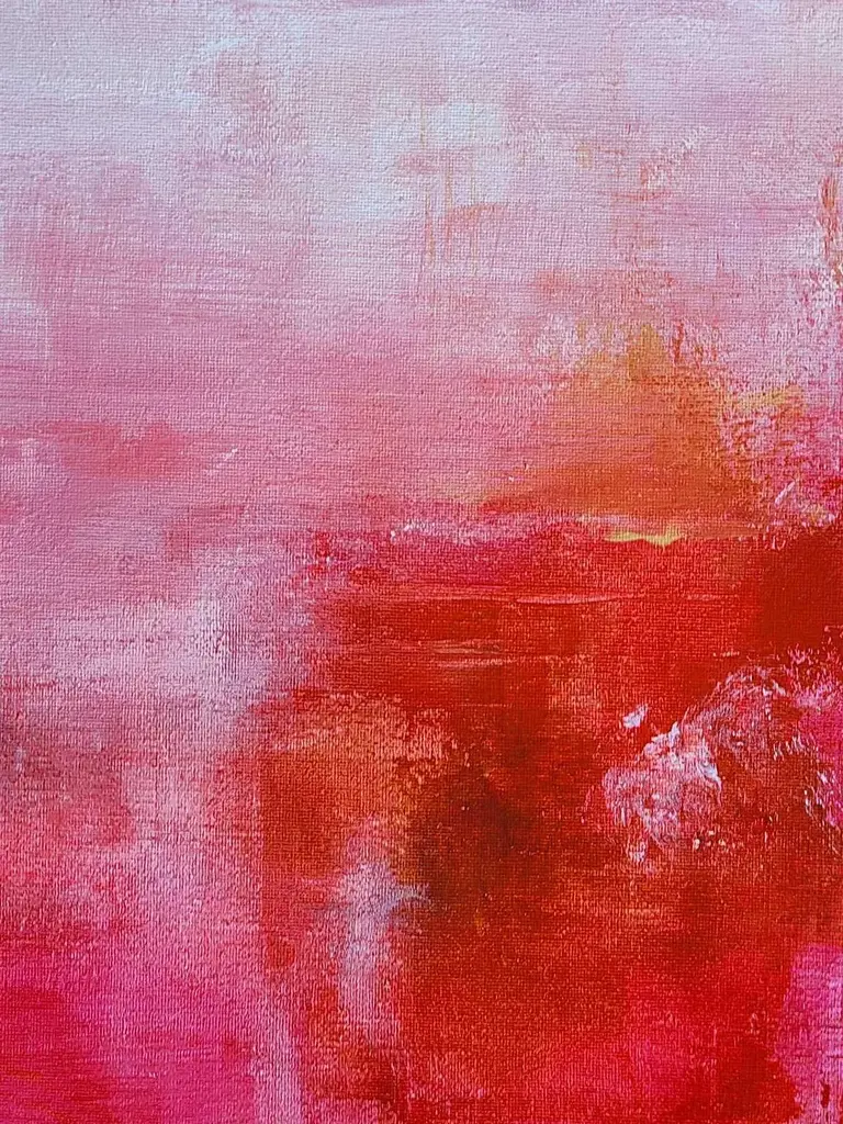 Red Pink Modern Abstract Stretched Canvas Original Art Print