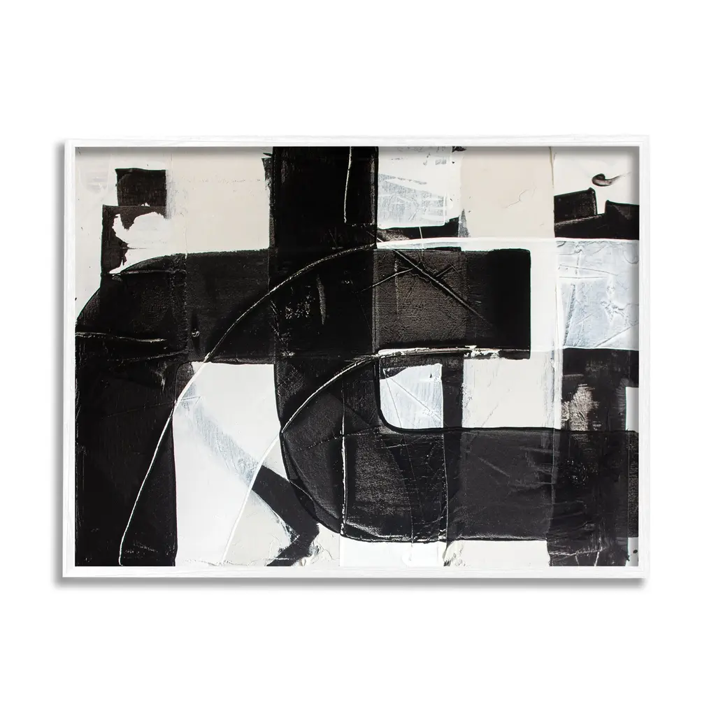 Stupell Geometric Black White Abstract Industrial Shapes Framed Wall Art - 11 X 14 - White