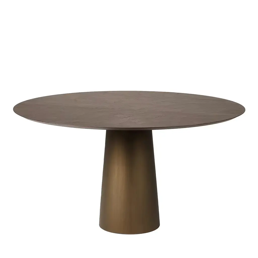 Fungo Round Dining Table With Bronze Spatulated Resin Top