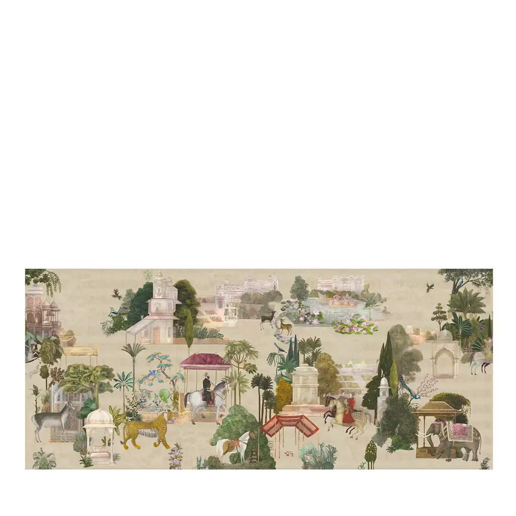 Beige Rajasthan Cotton Wallcovering Fabric