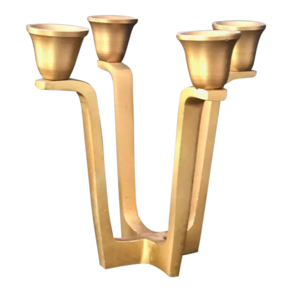Modern Brutalist Brass Candelabra