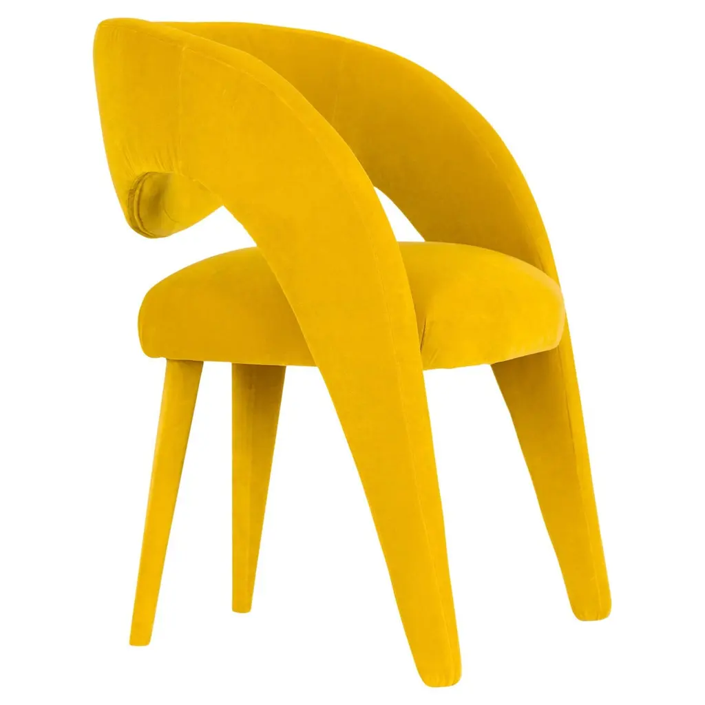 Modern Laurence Dining Chairs, Yellow Velvet, Handmade Portugal By Greenapple