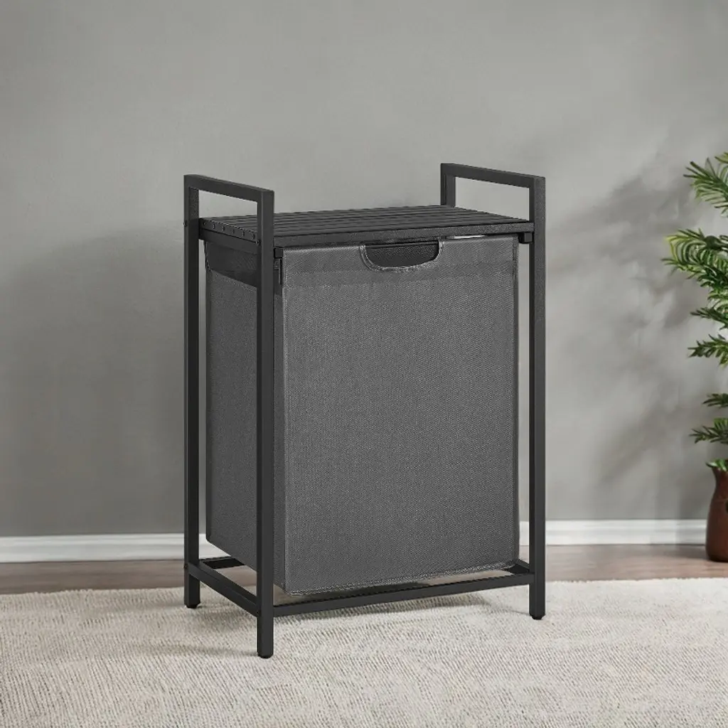 Laundry Hamper Organizer, Laundry Basket, Laundry Sorter With A Pull-out And Removable Bag, Shelf, Laundry Bin 17.2 Gal (65 L) Gray