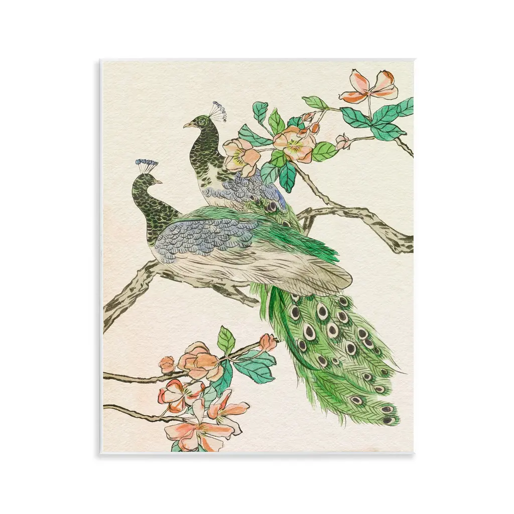 Stupell Peacock Perched On Branch Wall Plaque Art Design By Melissa Wang - 11 X 14