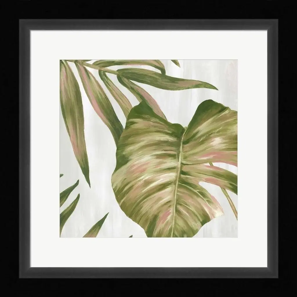 Eva Watts 'Pink Leaves I' Framed Art - Plastic - Black