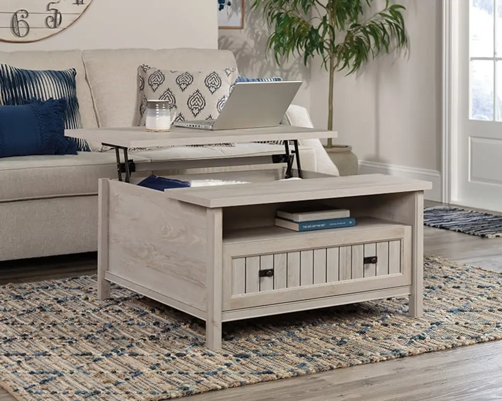 Costa Lift -Top Coffee Table With Drawer, White