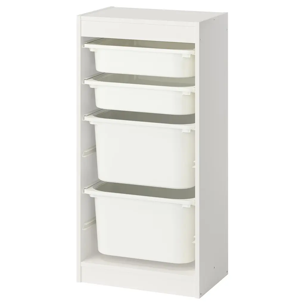 Trofast Storage Combination With Boxes - White/white 18 1/8x11 3/4x37 "