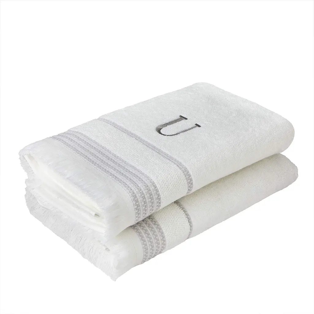 Skl Home Casual Monogram Bath Towel, U, 28x54, White - White