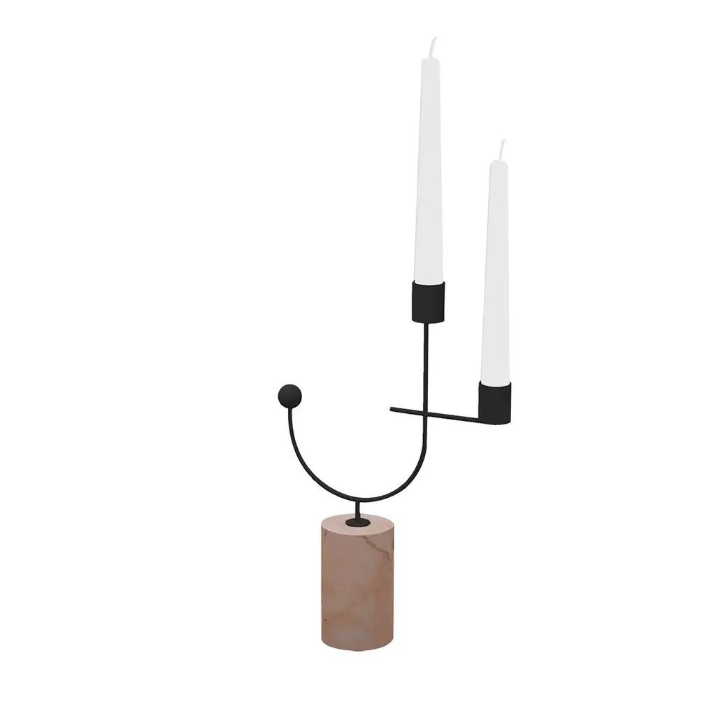 Equilibrista Pink Portogallo And Black Candle Holder